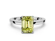 Solitaire Engagement Ring Setting for Fancy Yellow Emerald Cut Center with Basket Rail and Prong Head in Platinum