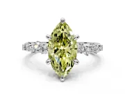 Solitaire Engagement Ring Setting for Fancy Yellow Marquise Center with Trailing Leaf Accent Band and Prong Head in Platinum