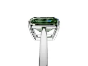 Solitaire Engagement Ring Setting for Fancy Green Emerald Cut Center with Open Cathedral Shoulders and Prong Head in Sterling Silver