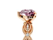 Solitaire Engagement Ring Setting for Fancy Pink Heart-Shaped Center with Marquise Panel Band and Prong Head in Rose Gold