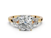 Solitaire Engagement Ring Setting for Radiant Cut Center with Marquise Flower Shoulders and Prong Head in Yellow Gold