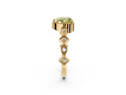 Milgrain Bezel Engagement Ring Setting for Fancy Yellow Heart-Shaped Center with Marquise Stations and Bezel Head in Yellow Gold