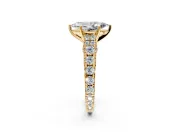 Solitaire Engagement Ring Setting for Marquise Center with Pave Cathedral Shoulders and Prong Head in Yellow Gold
