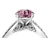 Solitaire Engagement Ring Setting for Fancy Pink Round Cut Center with Crossover Accents and Prong Head in Platinum