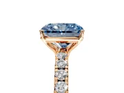 Solitaire Engagement Ring Setting for Fancy Blue Radiant Cut Center with Large Accent Band and Prong Head in Rose Gold