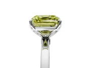 Solitaire Engagement Ring Setting for Fancy Yellow Asscher Cut Center with Thin Rounded Plain Band and Prong Head in White Gold