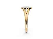 Solitaire Engagement Ring Setting for Pear-Shaped Center with V Split Shank and Bezel Head in Yellow Gold