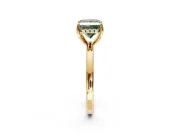 Solitaire Engagement Ring Setting for Fancy Green Princess Cut Center with Fine Wire Band and Prong Head in Yellow Gold