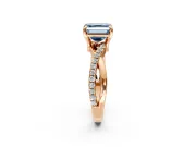 Solitaire Engagement Ring Setting for Fancy Blue Asscher Cut Center with Half-Pave Crossover Band and Prong Head in Rose Gold