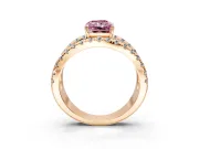 Solitaire Engagement Ring Setting for Fancy Pink Radiant Cut Center with Wide-Open Split Shank and Prong Head in Rose Gold