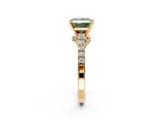 Solitaire Engagement Ring Setting for Fancy Green Princess Cut Center with Crossover Accents and Prong Head in Yellow Gold