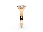 Solitaire Engagement Ring Setting for Pear-Shaped Center with Wide Band, Pave Collar and Prong Head in Rose Gold