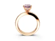 Solitaire Engagement Ring Setting for Fancy Pink Princess Cut Center with Channel-Set Accents and Prong Head in Rose Gold