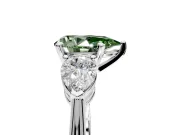 3 Stone Engagement Ring Setting for Fancy Green Pear-Shaped Center with Large Pear-Shaped Accents and Prong Head in Platinum