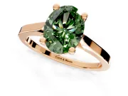 Solitaire Engagement Ring Setting for Fancy Green Oval Center with Tapered Shoulders and Prong Head in Rose Gold