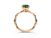 Solitaire Engagement Ring Setting for Fancy Green Round Cut Center with Bamboo Band and Prong Head in Rose Gold