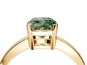 Solitaire Engagement Ring Setting for Fancy Green Cushion Cut Center with Plain Band and Flat Tab Prong Head in Yellow Gold