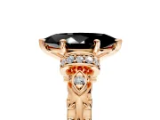 Solitaire Engagement Ring Setting for Fancy Black Marquise Center with Filigree Band and Prong Head in Rose Gold