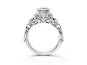 Solitaire Engagement Ring Setting for Princess Cut Center with Filigree Band and Prong Head in Platinum