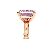 Solitaire Engagement Ring Setting for Fancy Pink Princess Cut Center with Bamboo Band and Prong Head in Rose Gold