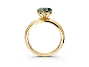 Solitaire Engagement Ring Setting for Fancy Green Heart-Shaped Center with Wide Knife Ridge Band and Prong Head in Yellow Gold