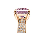 Solitaire Engagement Ring Setting for Fancy Pink Princess Cut Center with Multi-Row Pave Accents and Basket Head in Rose Gold