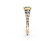 Channel-Set Engagement Ring Setting for Fancy Yellow Asscher Cut Center with Baguette Band and Prong Head in Rose Gold