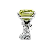 Solitaire Engagement Ring Setting for Fancy Yellow Asscher Cut Center with Bar-Station Pave Twist and Prong Head in White Gold
