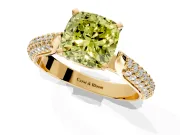 Solitaire Engagement Ring Setting for Fancy Yellow Cushion Cut Center with Multi-Row Accents and Prong Head in Yellow Gold