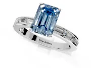 Solitaire Engagement Ring Setting for Fancy Blue Emerald Cut Center with Channel Baguette Band and Prong Head in Sterling Silver