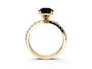 Open Basket Engagement Ring Setting for Fancy Black Round Cut Center with Pave Band and Prong Head in Yellow Gold