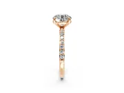 Solitaire Engagement Ring Setting for Round Cut Center with Pave Accents and Prong Head in Rose Gold
