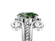 Solitaire Engagement Ring Setting for Fancy Green Oval Center with Twisted Band and Scroll Prong Head in Platinum