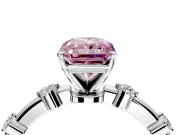 Solitaire Engagement Ring Setting for Fancy Pink Radiant Cut Center with Bezel Station Band and Prong Head in White Gold