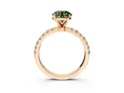 Open Basket Engagement Ring Setting for Fancy Green Round Cut Center with Pave Band and Prong Head in Rose Gold