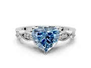 Solitaire Engagement Ring Setting for Fancy Blue Heart-Shaped Center with Marquise and Bezel Accents and Prong Head in White Gold