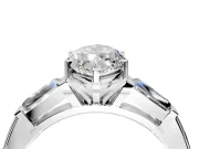 3 Stone Engagement Ring Setting for Marquise Center with Tapered Baguettes, Plain Band and Prong Head in Platinum