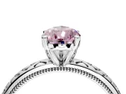 Solitaire Engagement Ring Setting for Fancy Pink Pear-Shaped Center with Milgrain X Pattern Band and Prong Head in Platinum