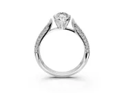 Solitaire Engagement Ring Setting for Marquise Center with Multi-Row Accents and Prong Head in White Gold