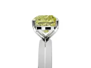 Solitaire Engagement Ring Setting for Fancy Yellow Cushion Cut Center with Wide Knife Ridge Band and Prong Head in Sterling Silver