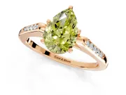 Solitaire Engagement Ring Setting for Fancy Yellow Pear-Shaped Center with Channel Accents and Prong Head in Rose Gold