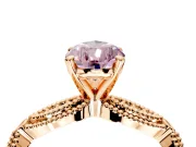 Solitaire Engagement Ring Setting for Fancy Pink Pear-Shaped Center with Marquise Panel Band and Prong Head in Rose Gold