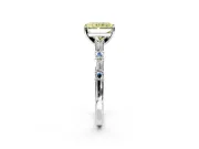 Baguette Engagement Ring Setting for Fancy Yellow Radiant Cut Center with Alternating Bar-Set Band and Prong Head in White Gold