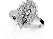 Starburst Halo Engagement Ring Setting for Marquise Center with Flat Cathedral Band and Prong Head in Platinum