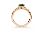 Cluster Engagement Ring Setting for Fancy Green Radiant Cut Center with Round Cut Accent Band and Prong Head in Rose Gold