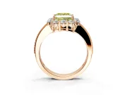 Halo Engagement Ring Setting for Fancy Yellow Princess Cut Center with Milgrain Channel Band and Prong Head in Rose Gold