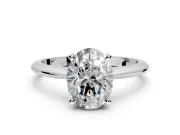Solitaire Engagement Ring Setting for Oval Center with Knife Ridge Band and Claw Prong Head in Platinum