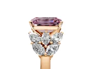 Leaf Cluster Engagement Ring Setting for Fancy Pink Emerald Cut Center with Marquise Accents and Prong Head in Rose Gold