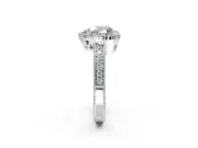Milgrain Halo Engagement Ring Setting for Heart-Shaped Center with Wide Pave Band and Prong Head in Sterling Silver