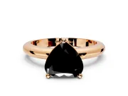 Solitaire Engagement Ring Setting for Fancy Black Heart-Shaped Center with Wire Band and Prong Head in Rose Gold